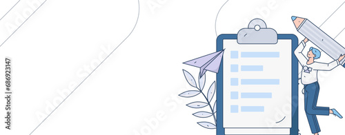 Invite friends to conduct questionnaire flat vector concept operation hand drawn illustration
