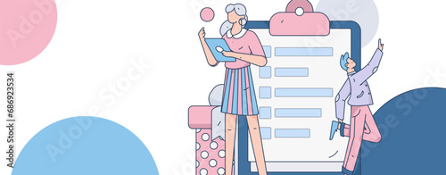 Invite friends to conduct questionnaire flat vector concept operation hand drawn illustration
