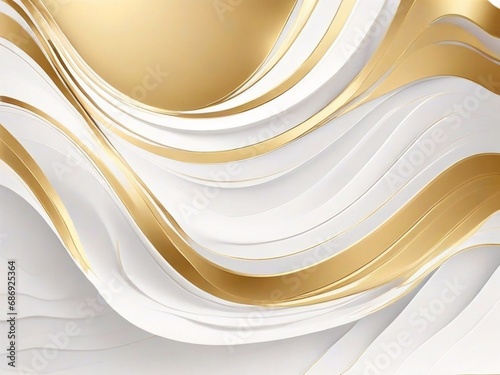 Dynamic Wavy Luxury White Gold Wallpaper with Soft Texture on Abstract Background. Abstract gold white fabric wave background