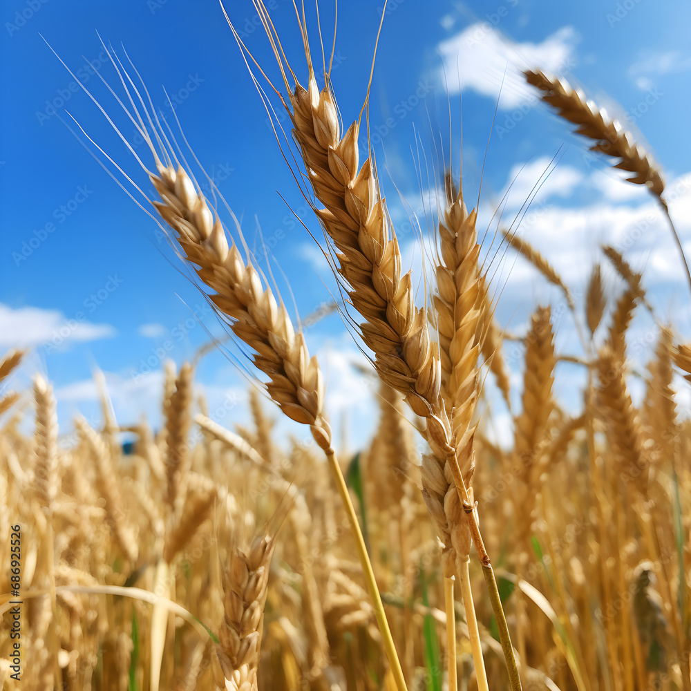 Macro closeup of wheat growing in a field Macro closeup of wheat growing in a field