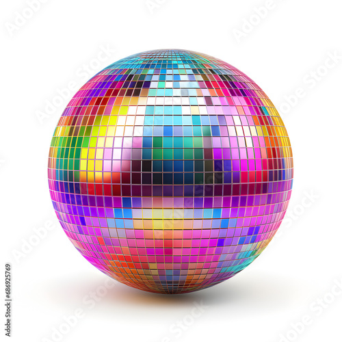 Colorful disco ball with white background 