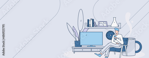 Home indoor character scene flat vector concept operation hand drawn illustration
