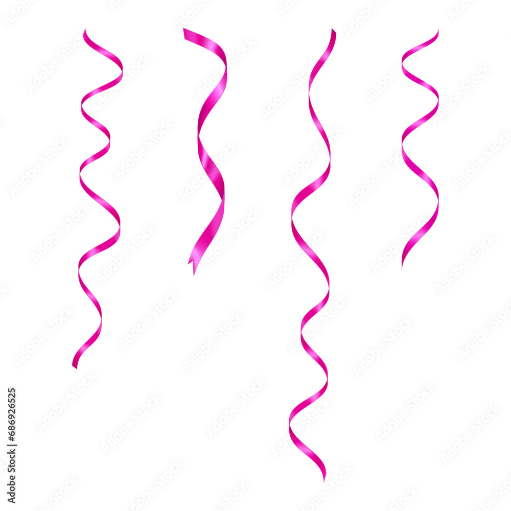 Vector realistic 3d pink silk or satin ribbons set Vector realistic 3d pink silk or satin ribbons set