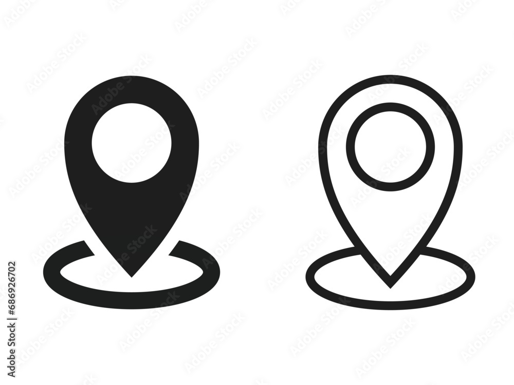 Simple icons representing locations and map pins Simple icons representing locations and map pins