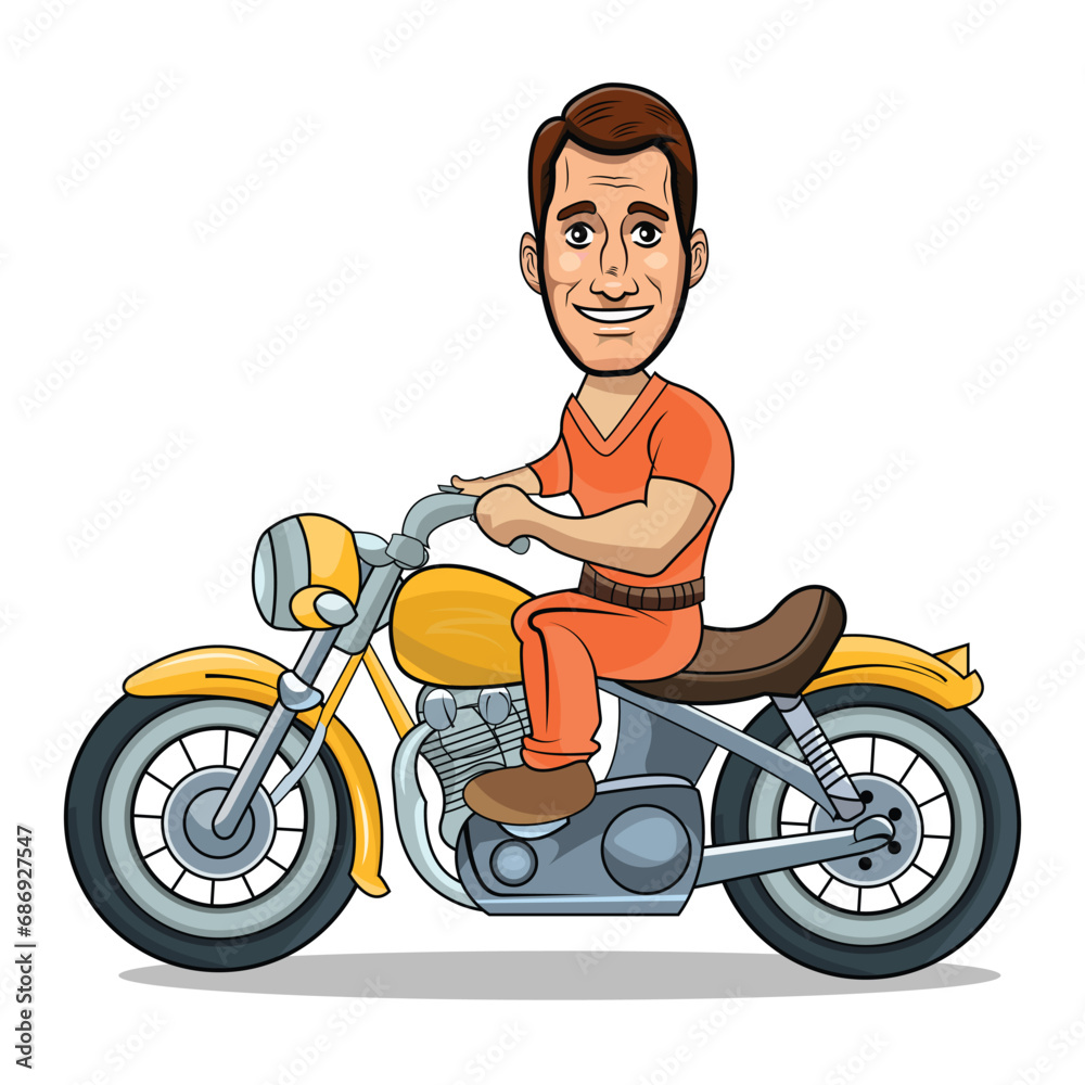 Man riding motorcycle vector illustration on white background. Man riding motorcycle vector illustration on white background.