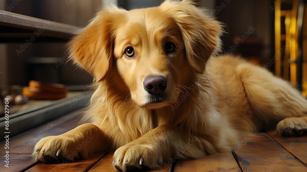 Adorable Gaze: Cute Dog Staring Intently at the Camera