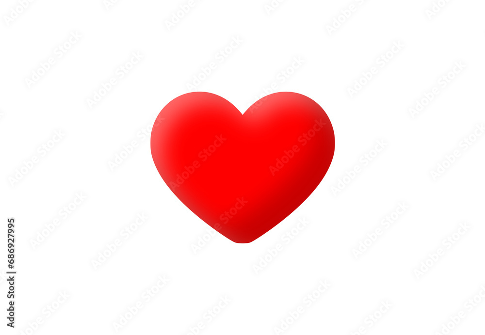 3D heart or love icon in red color