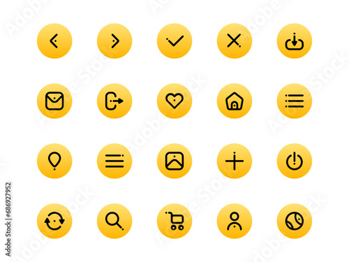 User Interface Icon Pack Gradient Circular Outline Style. Material Icon Set, Perfect for Websites, Landing Pages, Mobile Apps, and Presentations. Suitable for UI UX.