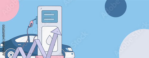 Vector internet operation hand-drawn illustration of people getting discounts for refueling the car
