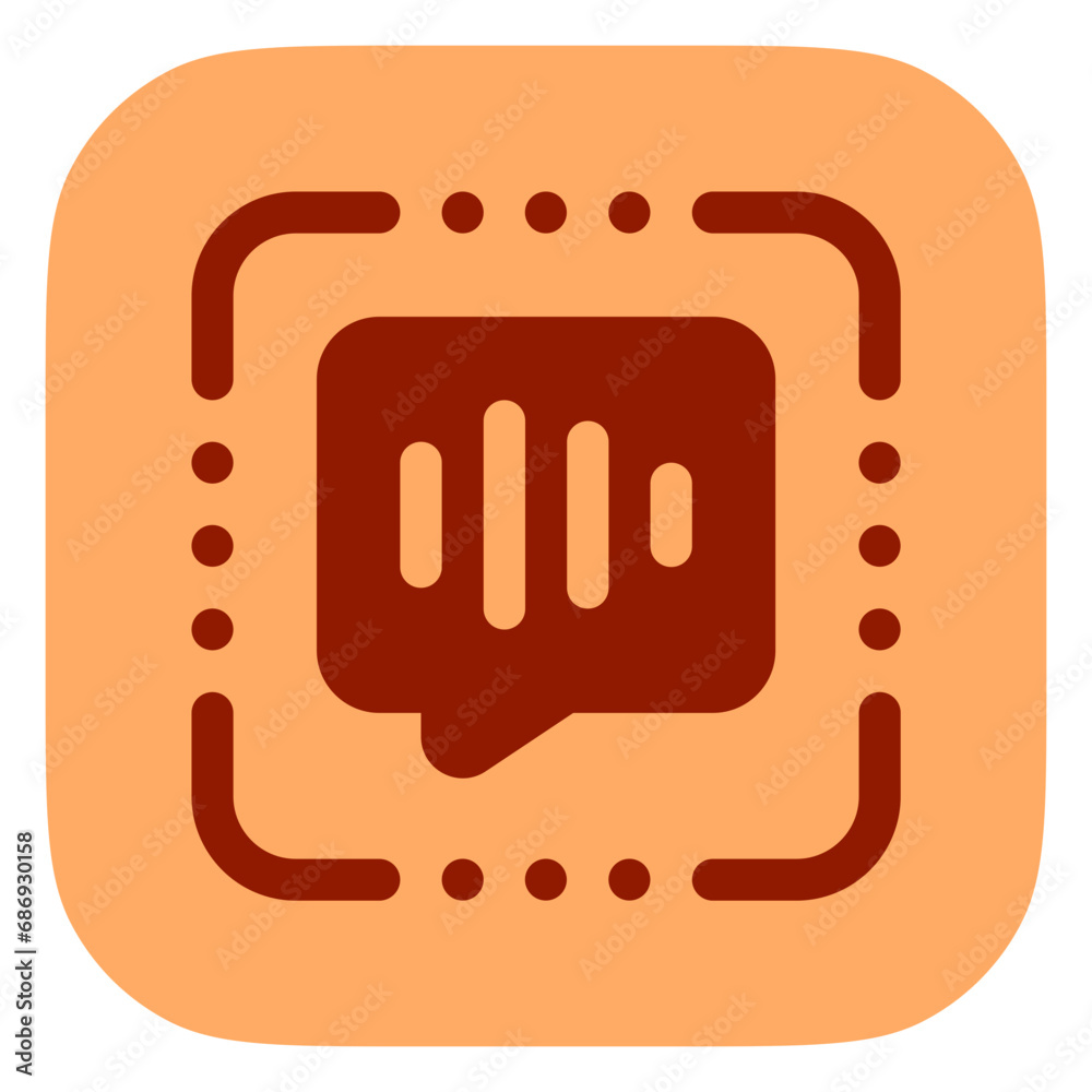 Editable speech recognition, voice scan vector icon. AI technology ...