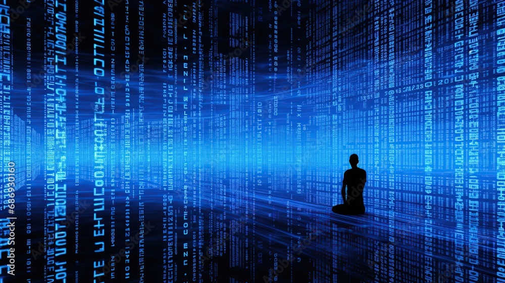 Digital Binary Programming Functions with Blue color Digital Binary Programming Functions with Blue color
