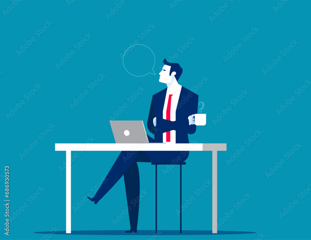 Business person with coffee break. Business vector illustration concept Business person with coffee break. Business vector illustration concept