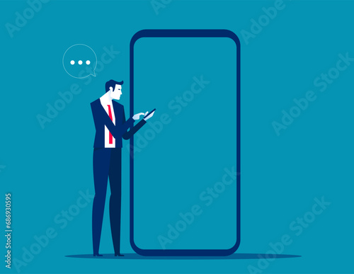 Business person using phone. Business vector illustration concept