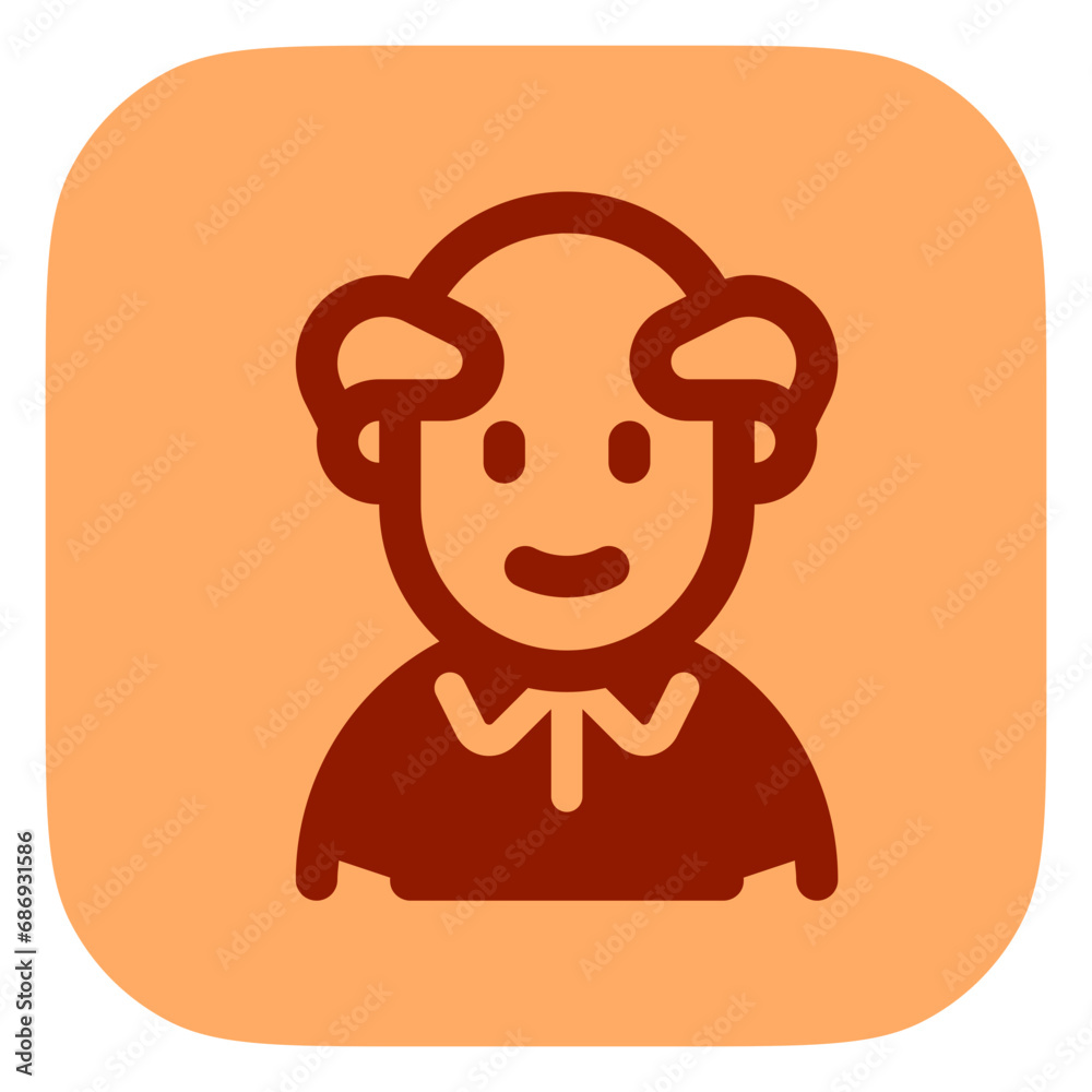 Editable old man grandpa with balding head avatar vector icon. User ...