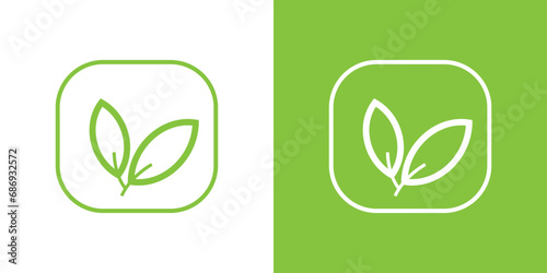 Leaf Icon Vector set isolated on  Both Solid and Reversed Background. Green leaves 
Elements for eco and bio logos. photo
