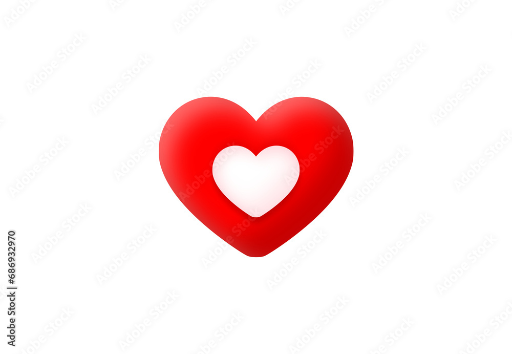 3D illustration of red and white heart icon