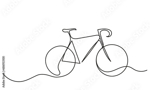 Art of bicycle.continuous line drawing of a bicycle. cycling with a Healthy lifestyle. single-line art of a classic bicycle isolated on a white background.
