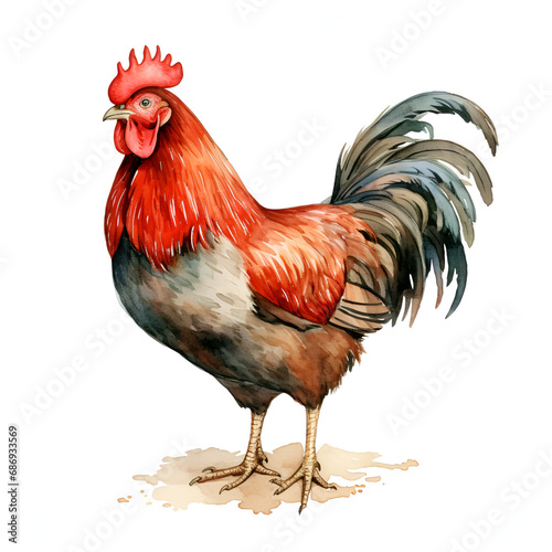 rooster isolated on white