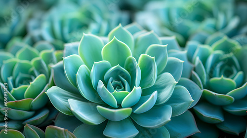 closeup of echeveria elegans in fullscreen, Close up of a green plant, succulent with water drops, background, created using generative AI tools, The close-up of succulen