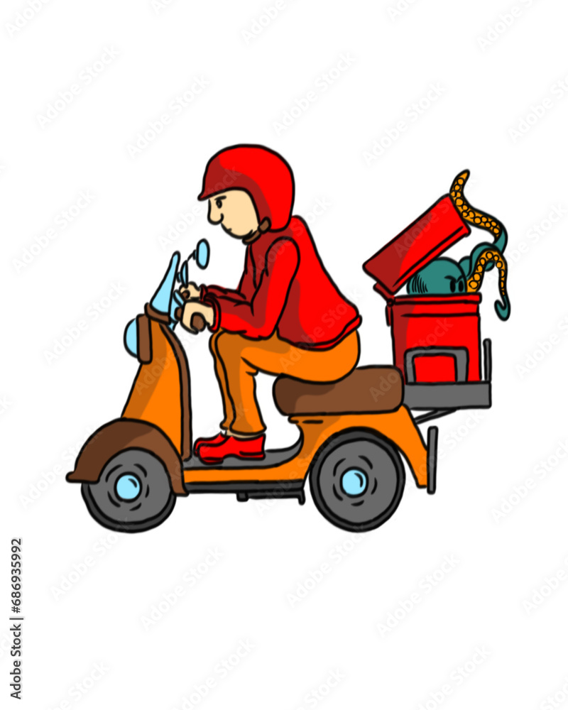 Courier riding a scooter