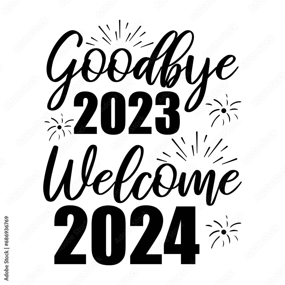 Goodbye 2023 2024 Svg Stock Vector Adobe Stock