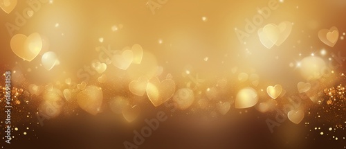 romantic gold banner template, abstract  background, bokeh, elegant, glitter ,  heart, space for text , AIGENERATED © Chutikarn