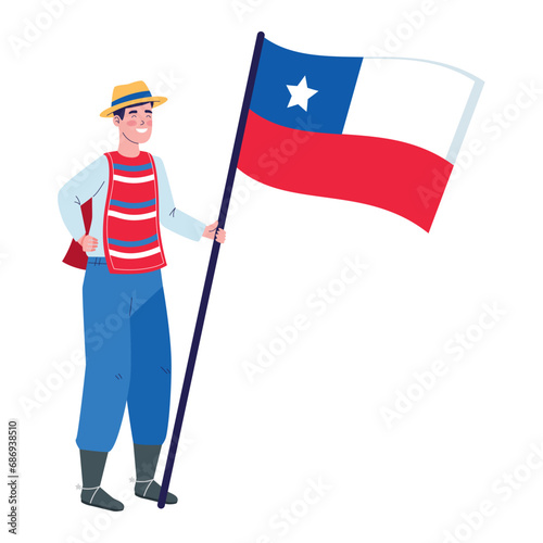 chile man with flag