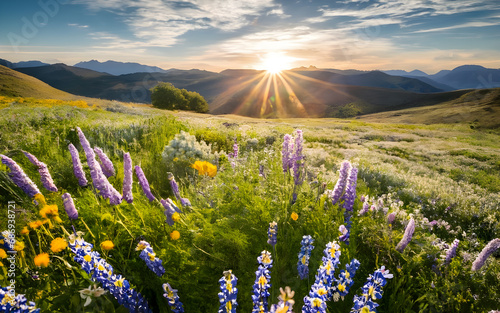 Golden Haven, A Sun-Kissed Tapestry of Wildflowers in Nature's Embrace photo