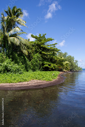 A tropical beach on the island in Tahiti 
