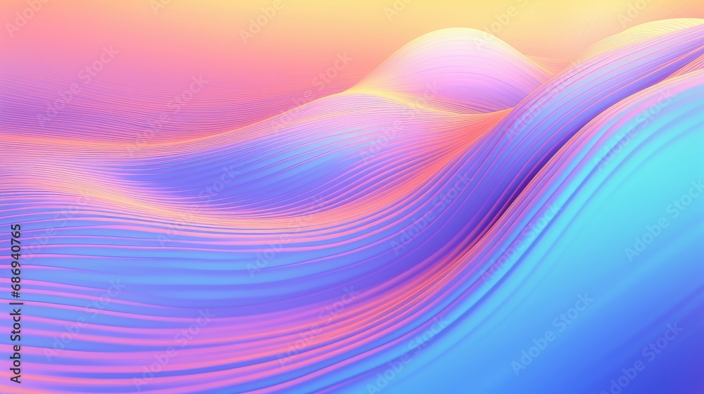 Soft digital abstract waves, holographic colors