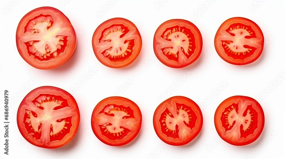 Tomato slice top view isolated white background Tomato slice top view isolated white background