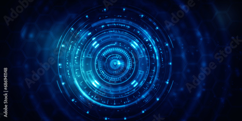 2d illustration Abstract futuristic electronic circuit technology background photo