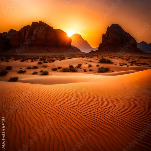 sunset in the desert