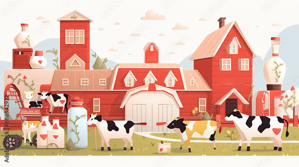 Cows on the farm,created with Generative AI tecnology.