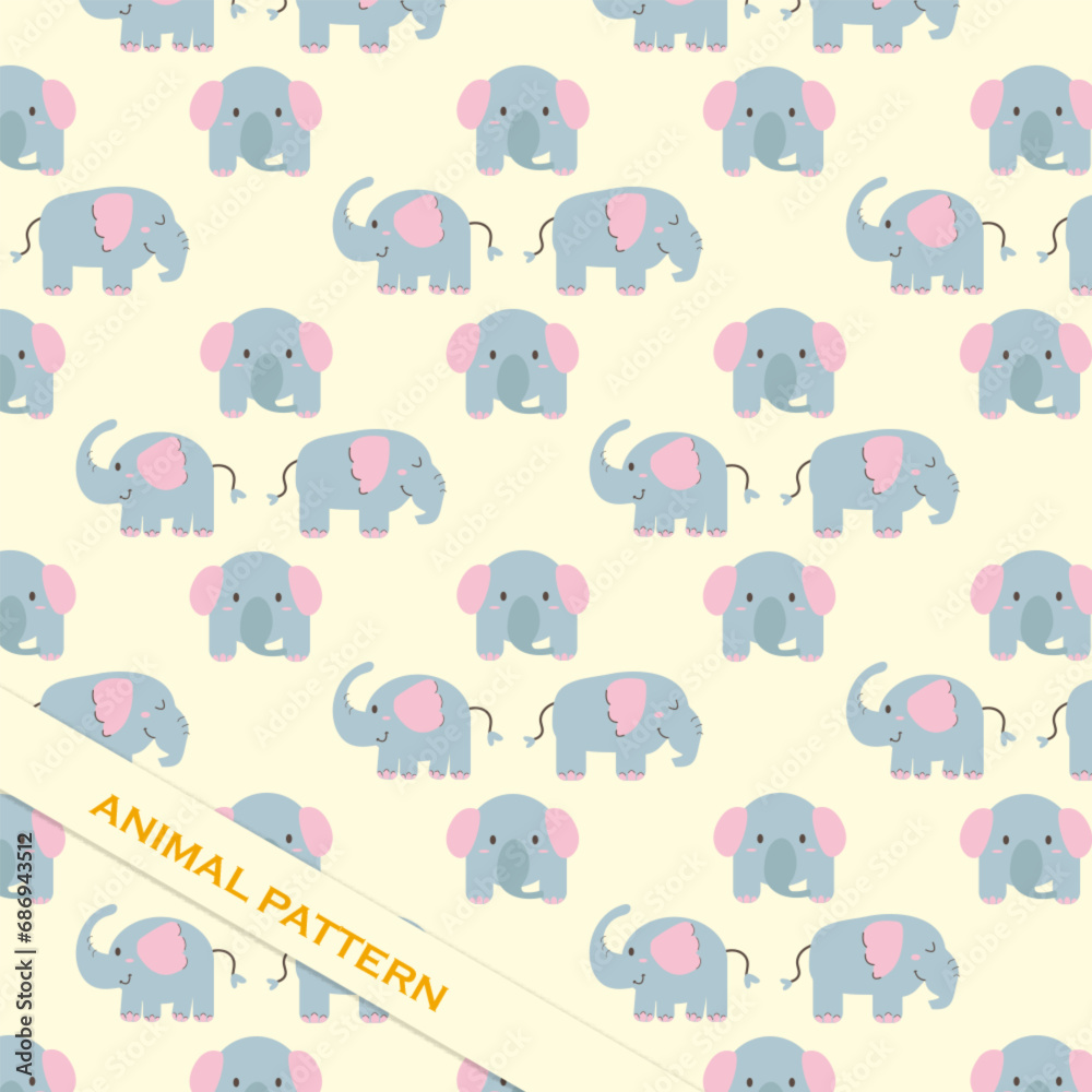 hand drawing cute elephant animal pattern cartoon vector background hand drawing cute elephant animal pattern cartoon vector background