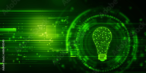 

2d illustration bulb future technology, innovation background, creative idea concept 
