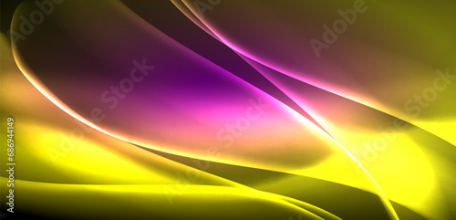 Dynamic waves in ethereal glow of neon lights. Concept merges fluidity of motion with vibrant allure of neon, crafting entrancing backdrop that embodies both vitality and futuristic sophistication