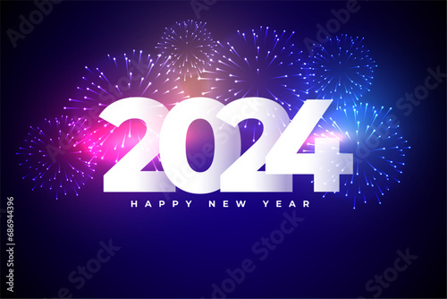 happy new year 2024 holiday card with firework celebration