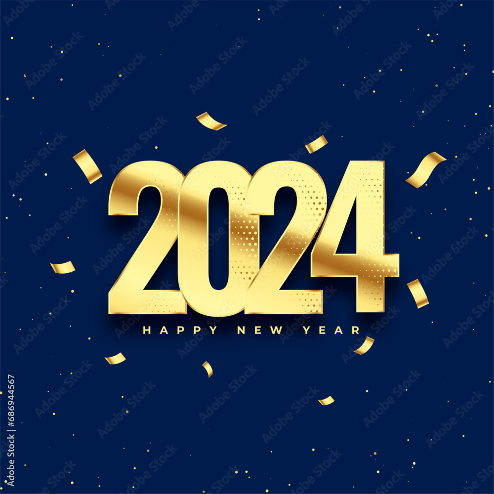happy new year 2024 festive background with golden confetti happy new year 2024 festive background with golden confetti