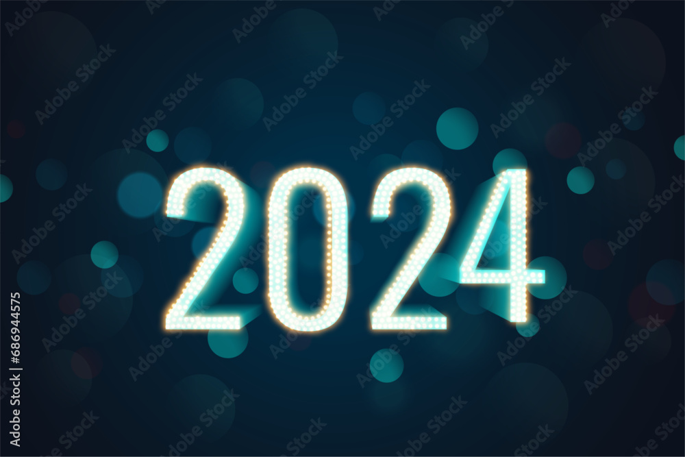 shiny 2024 new year lettering background with bokeh effect shiny 2024 new year lettering background with bokeh effect