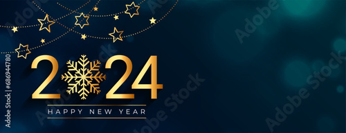 Foto decorative 2024 new year eve snowflake wallpaper with golden star