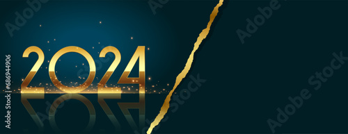 paper torn style 2024 new year festive wallpaper with text space