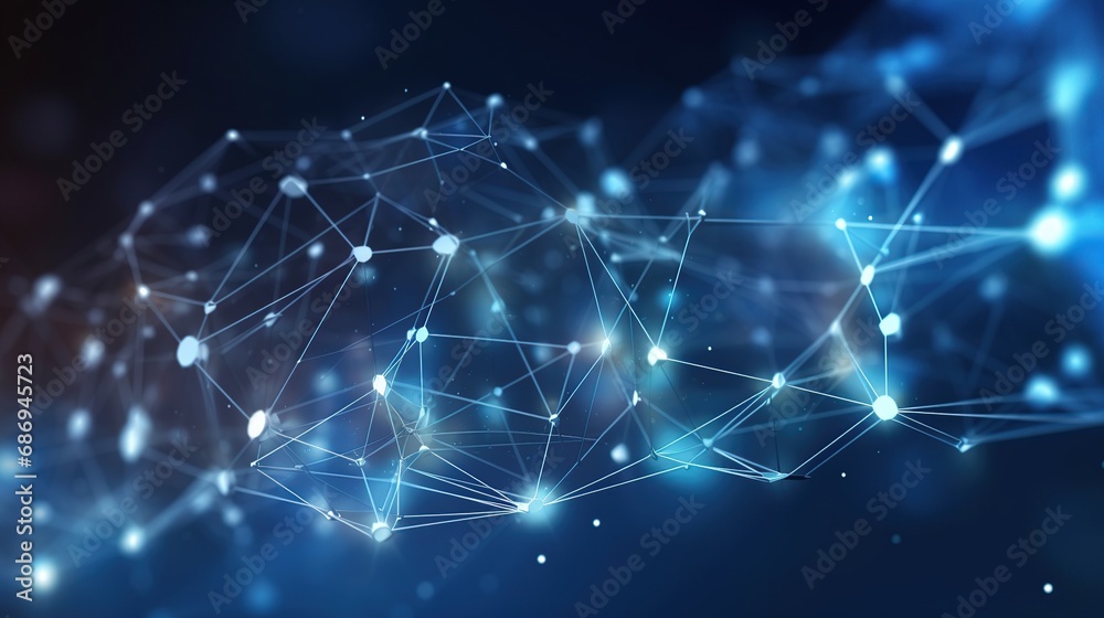 Blue lines connected with dots geometric polygonal background Blue lines connected with dots geometric polygonal background