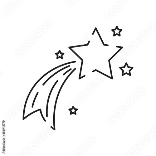Christmas star line icon or logo style. High quality sign and symbol on a white background. Happy New Year vector outline pictogram for infographic