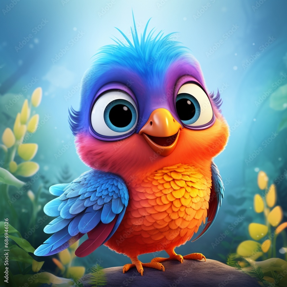 cute parrot caroon colorful