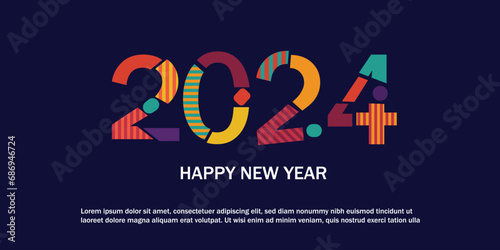 2024 Happy New Year logo text design. 2024 number design template. Vector illustration. photo