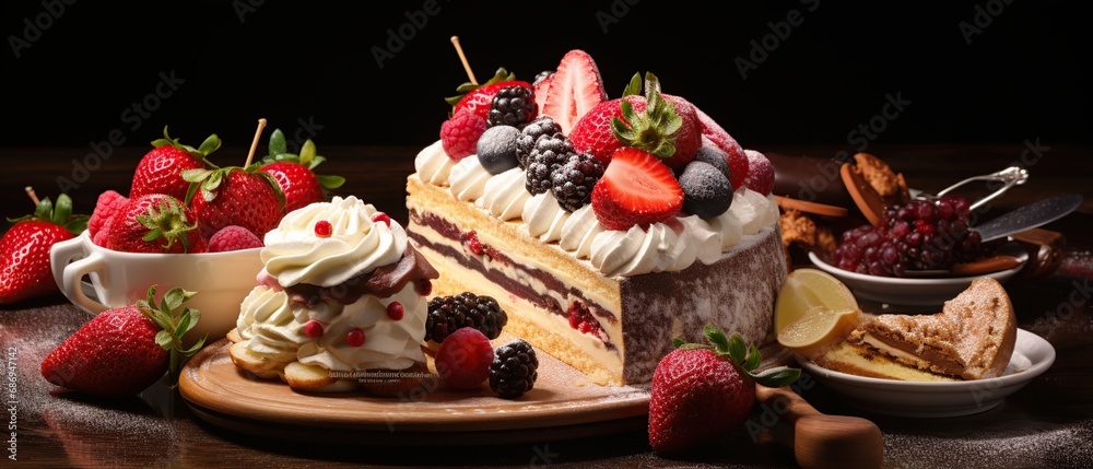 Delicious dessert slice cake sweet bakery Delicious dessert slice cake sweet bakery