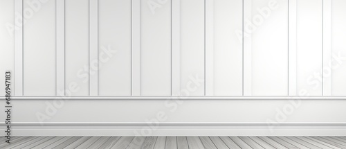 White wooden wall on wooden floor interior
