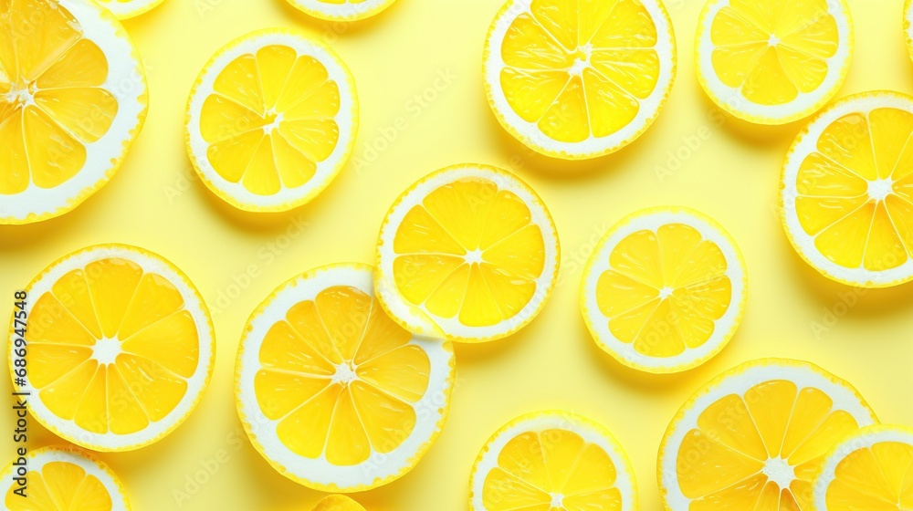 Sliced yellow lemons pattern texture background