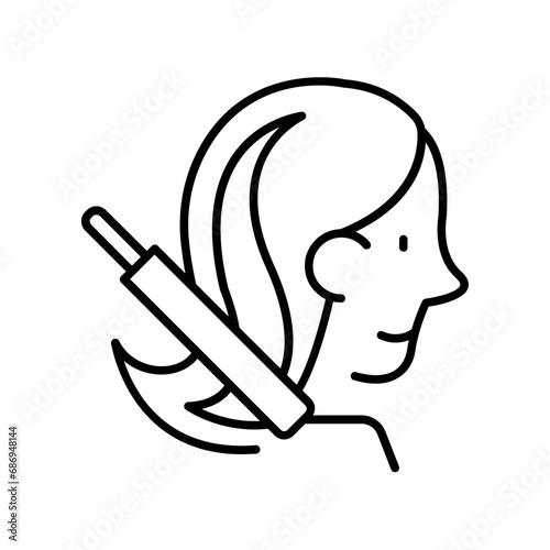 Hair straightening icon. outline icon